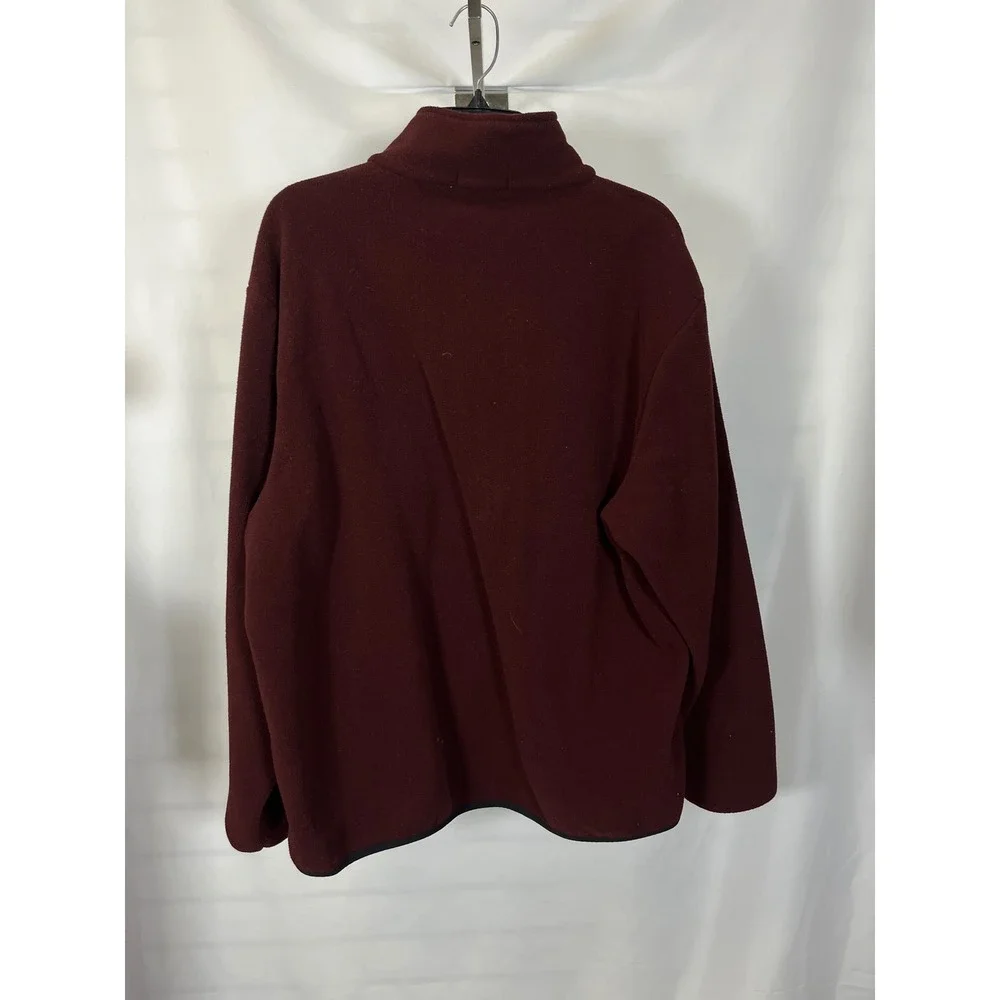 Nautica Mens Quarter Zip‎ Fleece Pullover Burgundy Maroon Large Logo Sweater